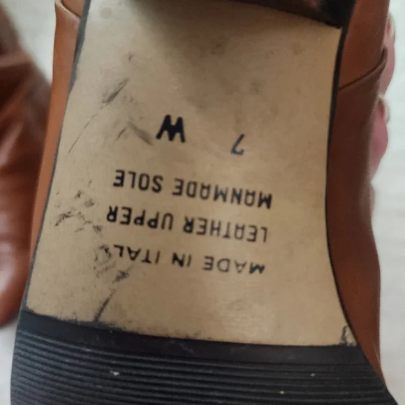 Elegant Brown Leather Knee-High Boots.made In Itali.7 W. - Picture 10 of 12